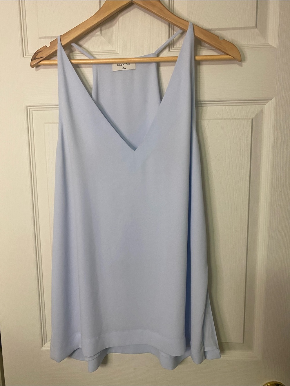 Babaton Pale Blue Sleeveless V-Neck Camisole